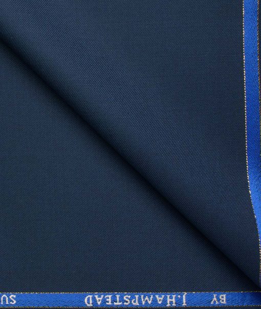 J.Hampstead Men's Wool Solids Super 100's 1.30 Meter Unstitched Trouser Fabric (Blue)