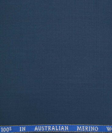 J.Hampstead Men's Wool Solids  1.30 Meter Unstitched Trouser Fabric (Aegean Blue)