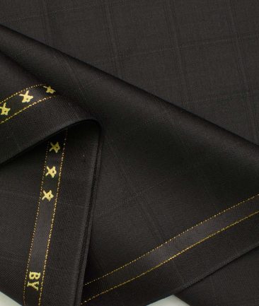 J.Hampstead Men's Wool Checks Super 100's  Unstitched Trouser Fabric (Black)