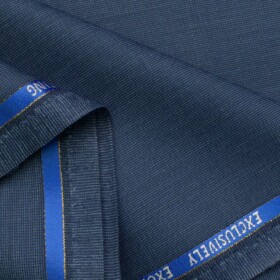 J.Hampstead Men's Wool Self Design Super 100's  Unstitched Trouser Fabric (Blue)