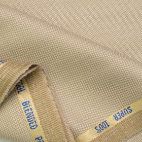 J.Hampstead Men's Wool Structured Super 100's  Unstitched Trouser Fabric (Beige)