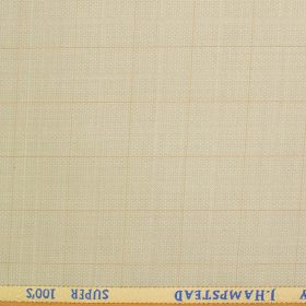 J.Hampstead Men's Wool Checks Super 100's  Unstitched Trouser Fabric (Beige)