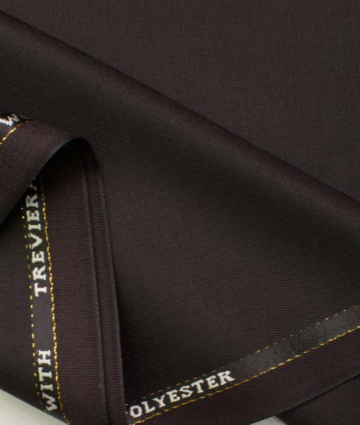 J.Hampstead Men's Wool Solids   Unstitched Trouser Fabric (Dark Chocolate Brown)
