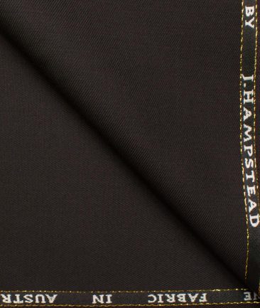 J.Hampstead Men's Wool Solids   Unstitched Trouser Fabric (Dark Chocolate Brown)