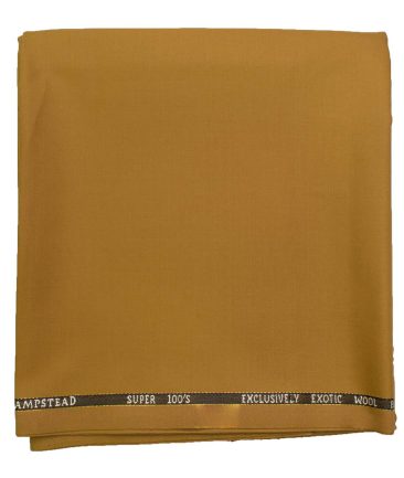 J.Hampstead Men's Wool Solids Super 100's  Unstitched Trouser Fabric (Mustard Yellow)