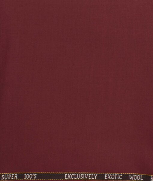 J.Hampstead Men's Wool Solids Super 100's  Unstitched Trouser Fabric (Maroon)