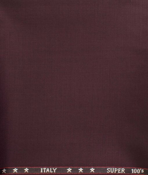 J.Hampstead Men's Wool Solids Super 100's  Unstitched Trouser Fabric (Dark Wine)