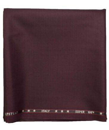 J.Hampstead Men's Wool Solids Super 100's  Unstitched Trouser Fabric (Dark Wine)