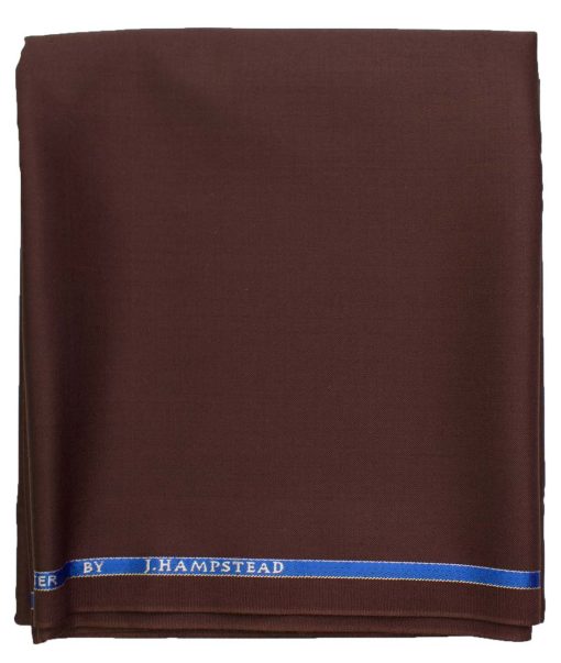 J.Hampstead Men's Wool Solids Super 90's  Unstitched Trouser Fabric (Syrup Brown)