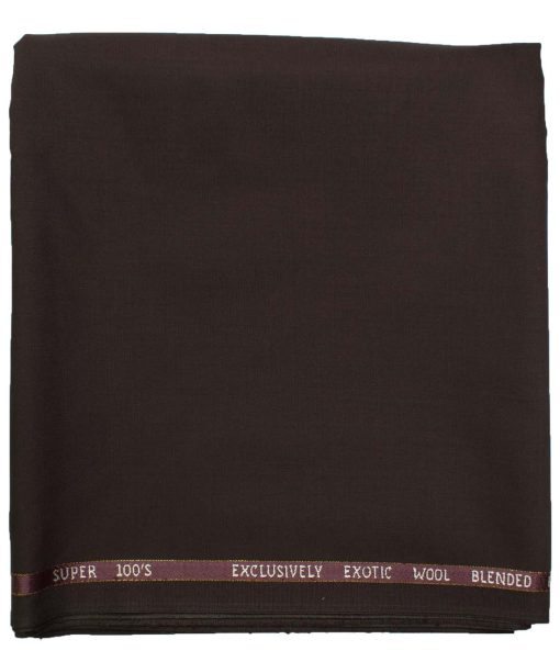J.Hampstead Men's Wool Solids Super 100's  Unstitched Trouser Fabric (Dark Brown)