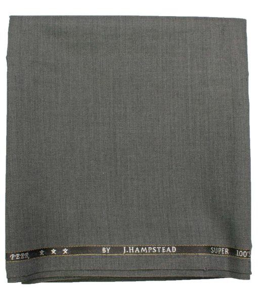 J.Hampstead Men's Wool Self Design Super 100's  Unstitched Trouser Fabric (Worsted Grey)