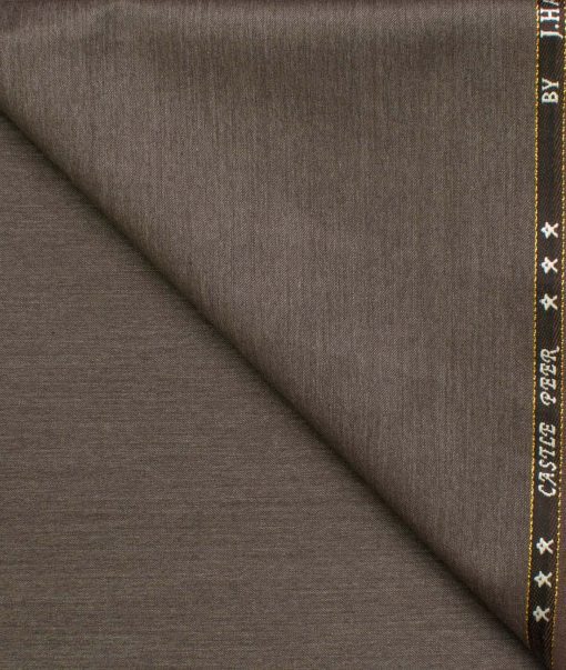 J.Hampstead Men's Wool Self Design Super 100's  Unstitched Trouser Fabric (Greyish Brown)