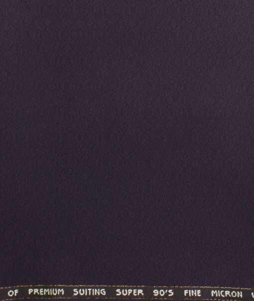 J.Hampstead Men's Wool Self Design Super 90's  Unstitched Trouser Fabric (Dark Purple)