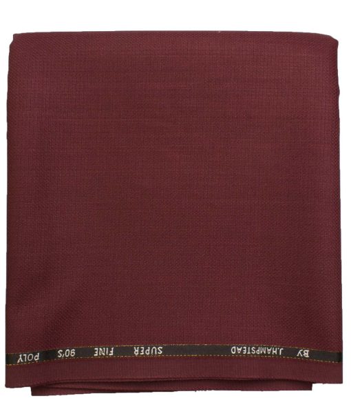 J.Hampstead Men's Wool Structured Super 90's  Unstitched Trouser Fabric (Maroon)