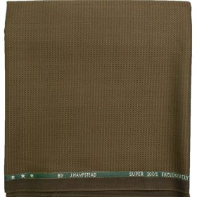J.Hampstead Men's Wool Structured Super 100's  Unstitched Trouser Fabric (Brown)
