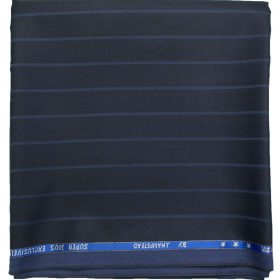 J.Hampstead Men's Wool Striped Super 100's  Unstitched Trouser Fabric (Dark Navy Blue)