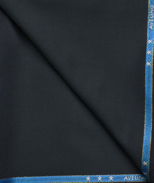 J.Hampstead Men's Wool Solids Super 100's  Unstitched Trouser Fabric (Dark Blue)