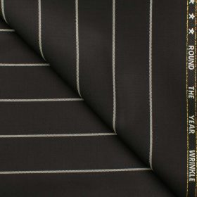 J.Hampstead Men's Wool Stripes Super 100's  Unstitched Trouser Fabric (Black)