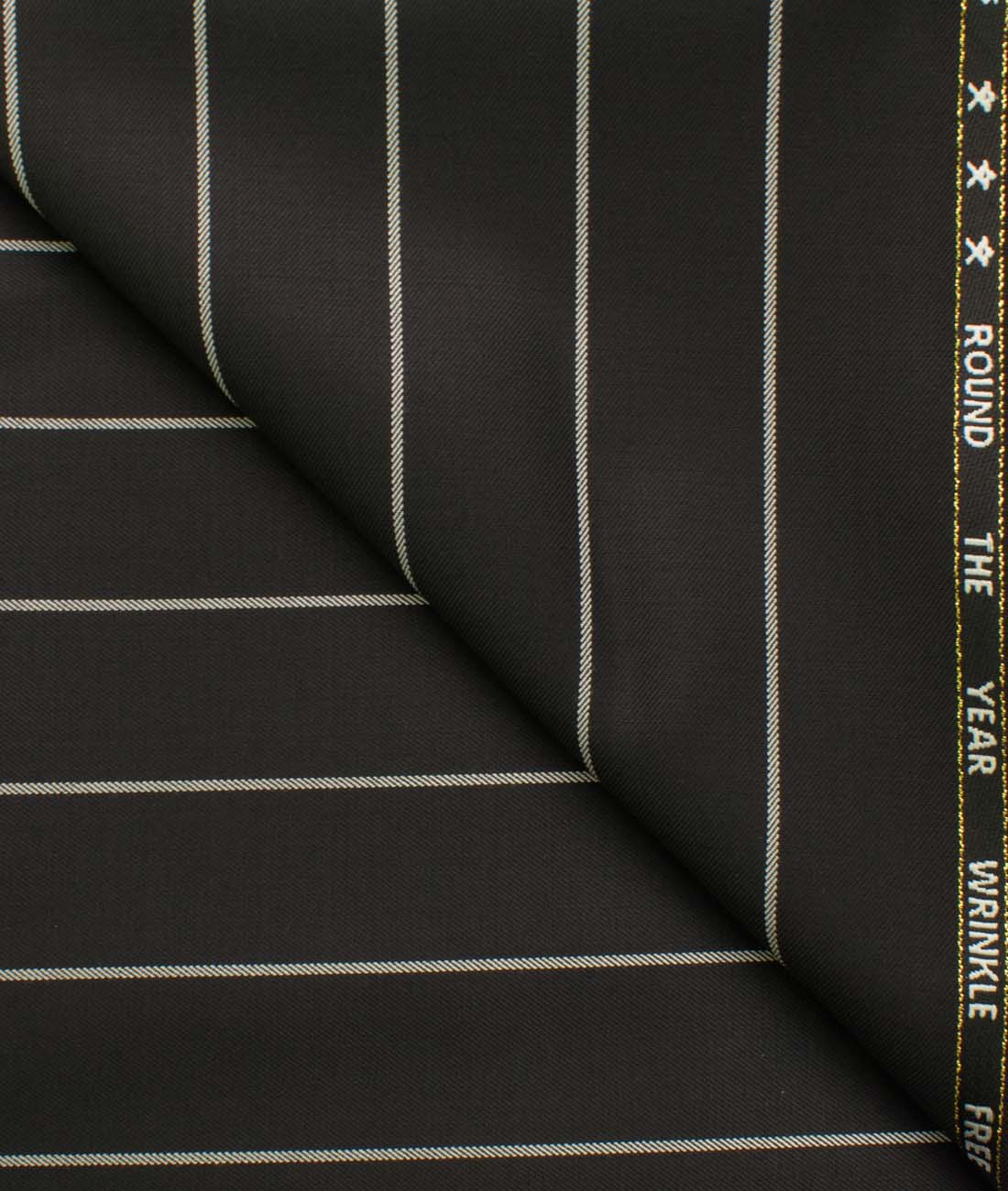 J.Hampstead Men's Wool Stripes Super 100's  Unstitched Trouser Fabric (Black)