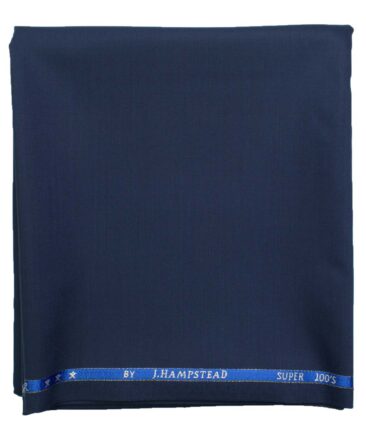 J.Hampstead Men's Wool Solids Super 100's  Unstitched Trouser Fabric (Dark Royal Blue)