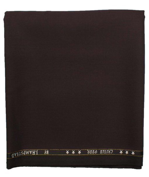 J.Hampstead Men's Wool Self Design Super 100's  Unstitched Trouser Fabric (Dark Wine)