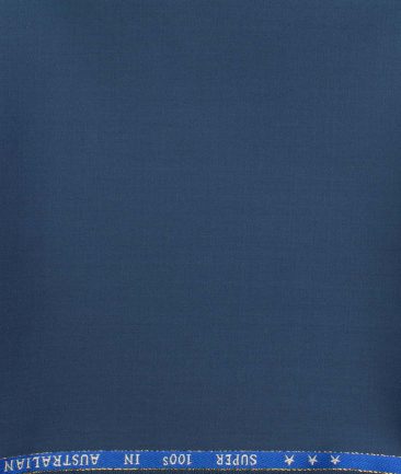 J.Hampstead Men's Wool Solids Super 100's  Unstitched Trouser Fabric (Royal Blue)