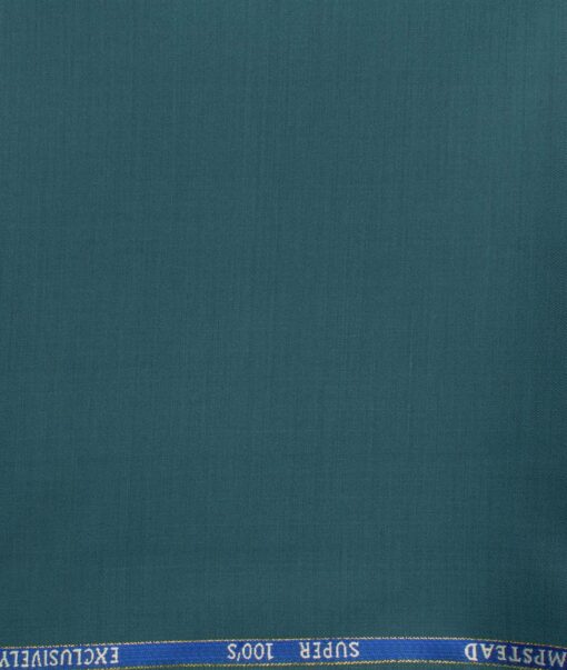 J.Hampstead Men's Wool Solids Super 100's  Unstitched Trouser Fabric (Ocean Blue)