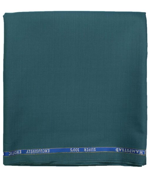 J.Hampstead Men's Wool Solids Super 100's  Unstitched Trouser Fabric (Ocean Blue)