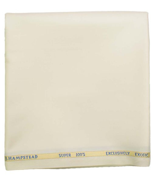 J.Hampstead Men's Wool Solids Super 100's  Unstitched Trouser Fabric (Cream)