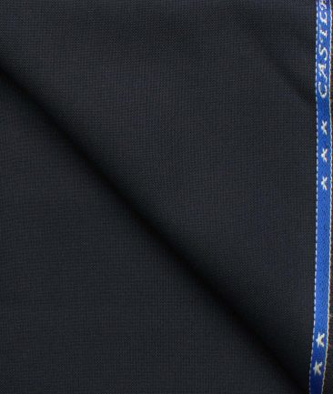 J.Hampstead Men's Wool Solids   Unstitched Trouser Fabric (Dark Navy Blue)