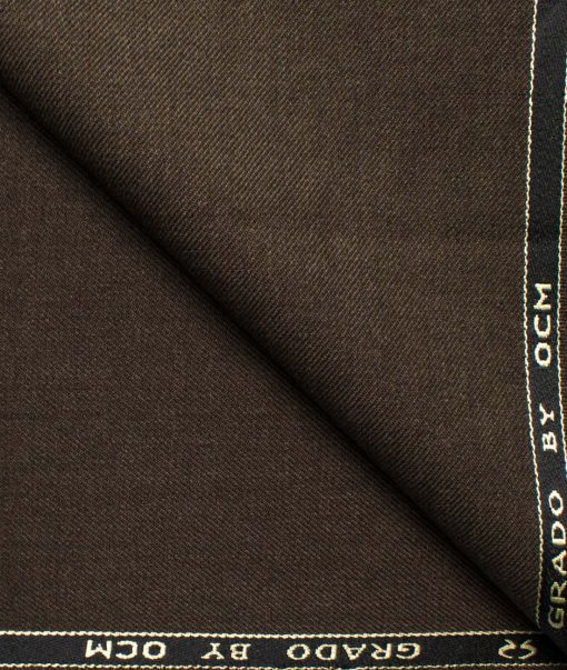 OCM Men's Wool Solids   Unstitched Suiting Fabric (Dark Brown)