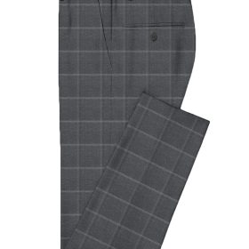 Spaadaa Men's Wool Checks Super 120's  Unstitched Suiting Fabric (Worsted Grey)