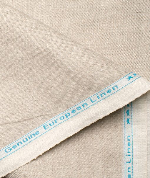 Linen Club Men's Linen Solids 3.75 Meter Unstitched Suiting Fabric (Sand Stone Beige)