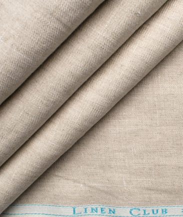 Linen Club Men's Linen Solids 3.75 Meter Unstitched Suiting Fabric (Sand Stone Beige)