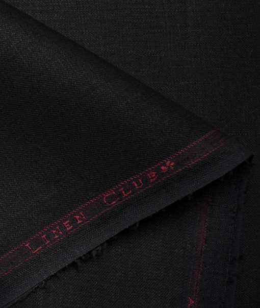 Linen Club Men's Linen Solids 3.75 Meter Unstitched Suiting Fabric (Black)