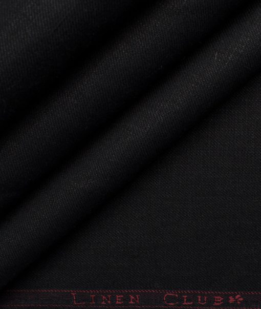 Linen Club Men's Linen Solids 3.75 Meter Unstitched Suiting Fabric (Black)