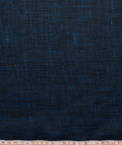 Linen Club Men's Linen Structured 3.75 Meter Unstitched Suiting Fabric (Dark Royal Blue)