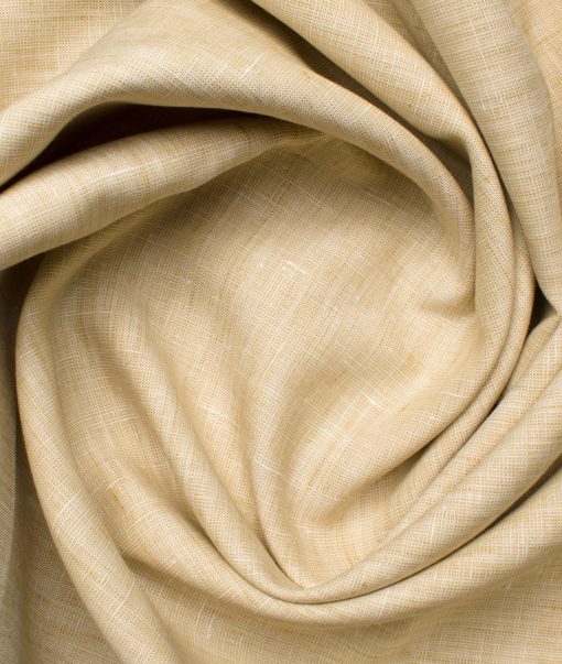 Linen Club Men's Linen Self Design 3.75 Meter Unstitched Suiting Fabric (Eggnog Beige)