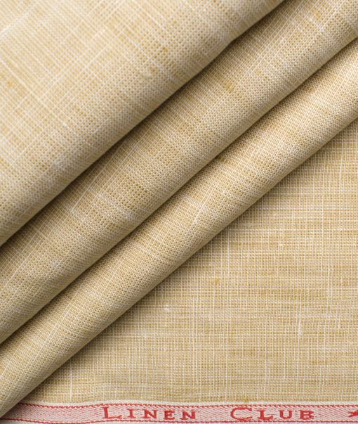Linen Club Men's Linen Self Design 3.75 Meter Unstitched Suiting Fabric (Eggnog Beige)