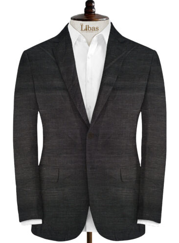 Linen Club Men's Linen Self Design 3.75 Meter Unstitched Suiting Fabric (Dark Grey)