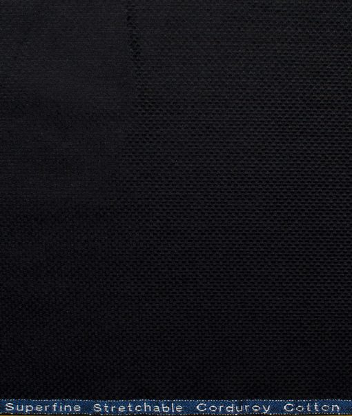 Arvind Tresca Men's Cotton Corduroy 1.50 Meter Unstitched Stretchable Corduroy Trouser Fabric (Black)