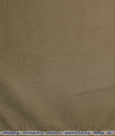 Arvind Tresca Men's Cotton Solids 1.50 Meter Unstitched Stretchable Corduroy Trouser Fabric (Sand Drift Beige)