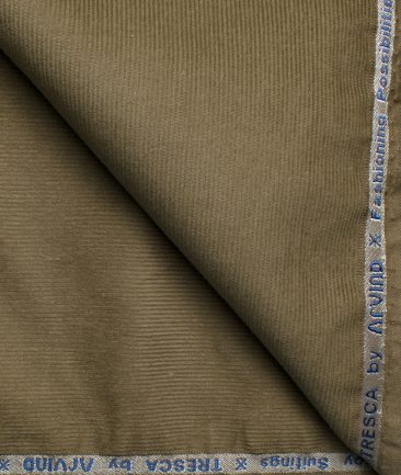 Arvind Tresca Men's Cotton Solids 1.50 Meter Unstitched Stretchable Corduroy Trouser Fabric (Sand Drift Beige)