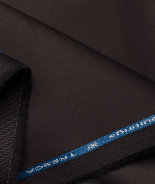 Arvind Tresca Men's Cotton Solids 1.50 Meter Unstitched Stretchable Cotton Trouser Fabric (Dark Chocolate Brown)