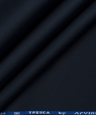 Arvind Tresca Men's Cotton Solids 1.50 Meter Unstitched Stretchable Cotton Trouser Fabric (Dark Navy Blue)