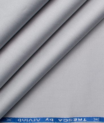 Arvind Tresca Men's Cotton Solids 1.50 Meter Unstitched Stretchable Cotton Trouser Fabric (Light Grey)
