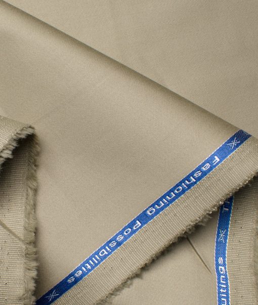 Arvind Tresca Men's Cotton Solids 1.50 Meter Unstitched Stretchable Cotton Trouser Fabric (Oat Beige)