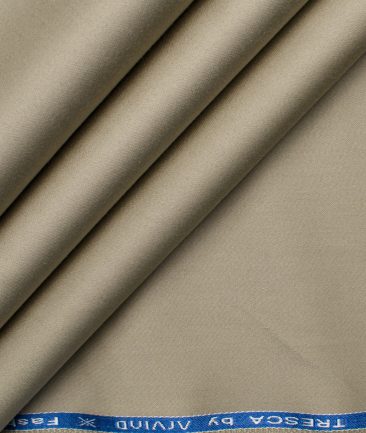 Arvind Tresca Men's Cotton Solids 1.50 Meter Unstitched Stretchable Cotton Trouser Fabric (Oat Beige)