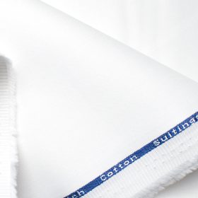 Arvind Tresca Men's Cotton Solids 1.50 Meter Unstitched Stretchable Cotton Trouser Fabric (White)
