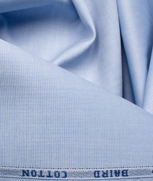 Burgoyne Men's Giza Cotton Solids 2.25 Meter Unstitched Shirting Fabric (Light Blue)